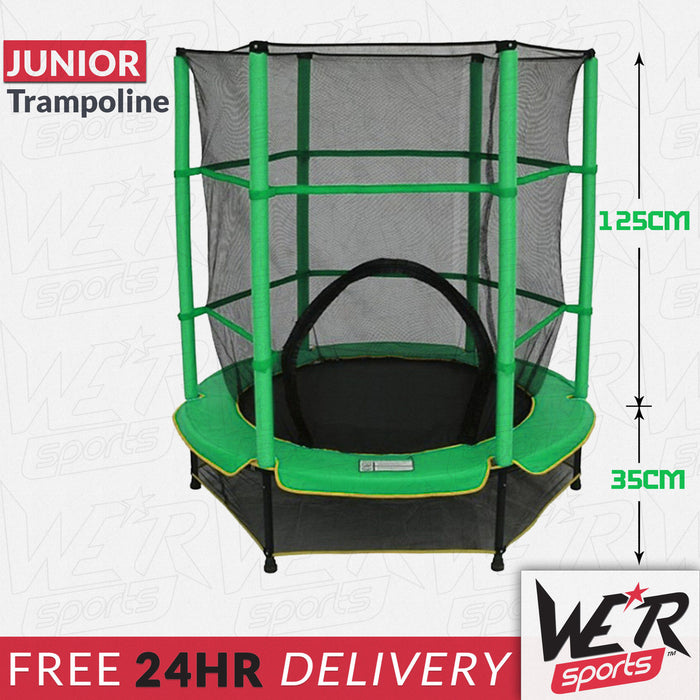 BounceXtreme Junior Trampoline in green with dimensions