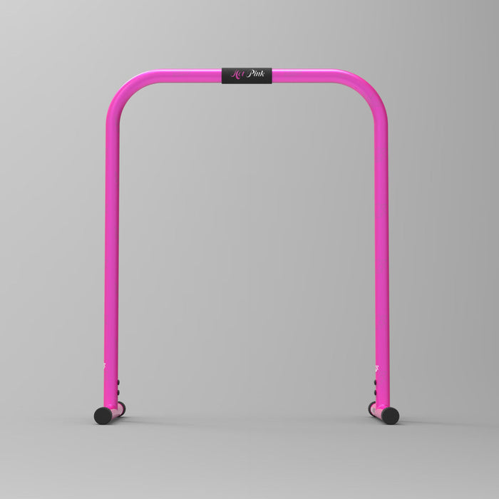 front view purple parallel bars