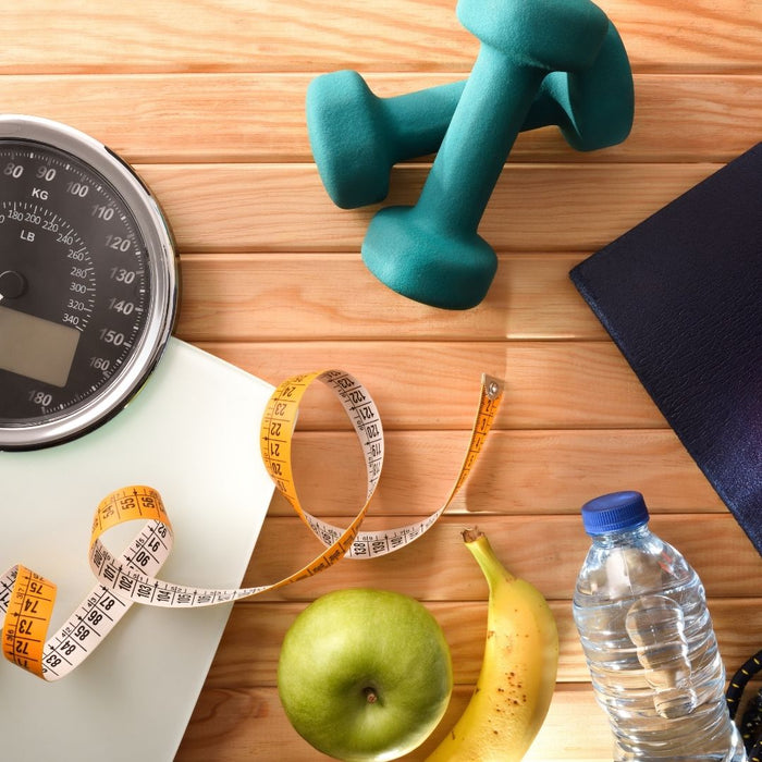 Weight loss equipment with an apple and banana