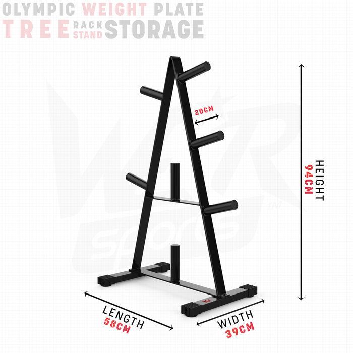 Olympic weight plate tree rack stand storage size dimension