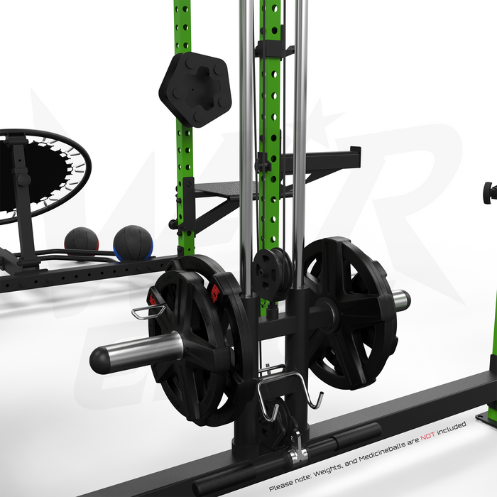 Big Power Cage Rack in Green - Squat Cage With Pulley System