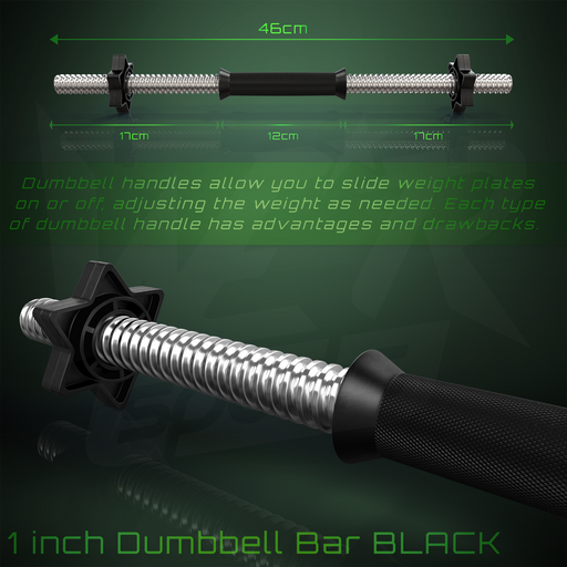 Black dumbbell bar product dimensions
