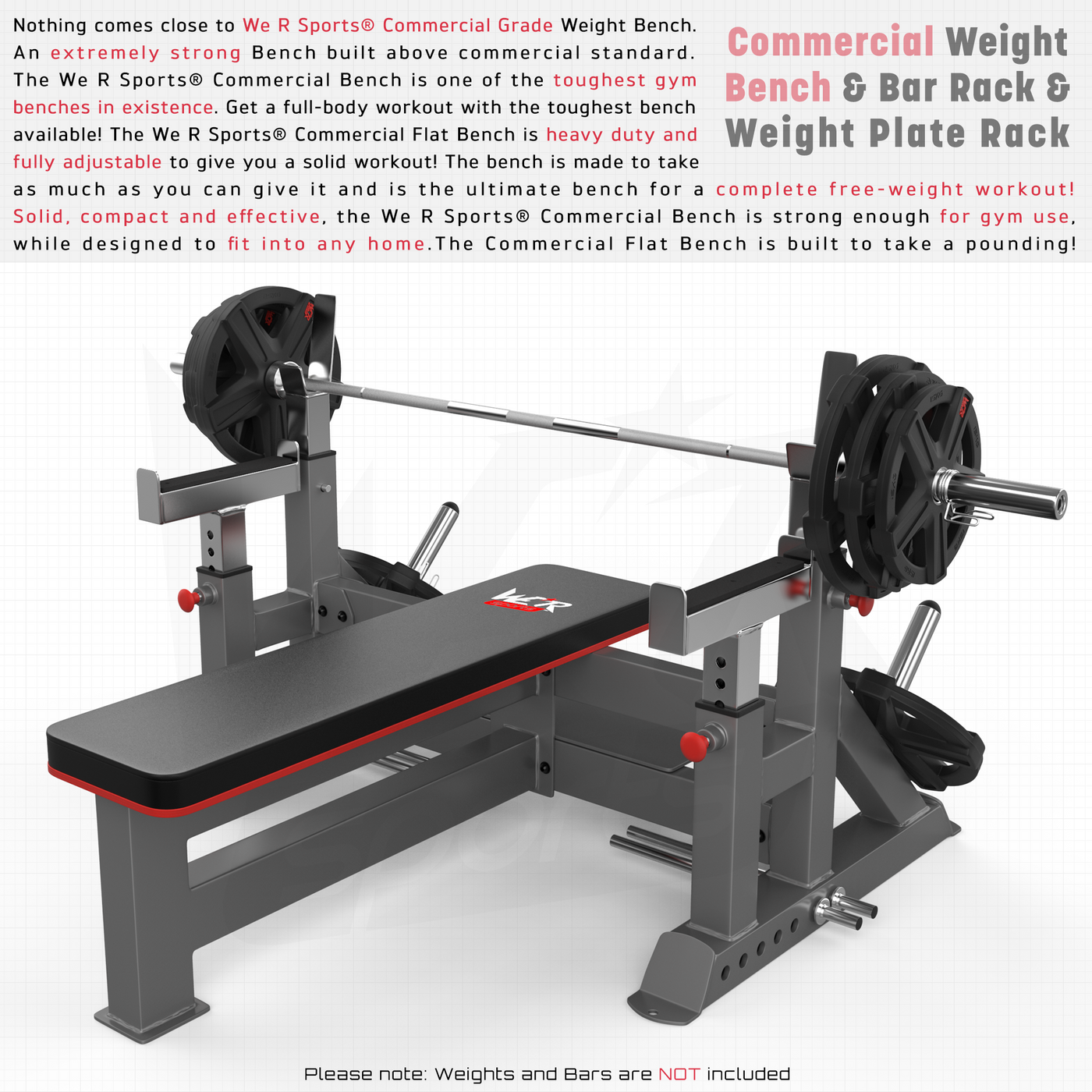 RackXPower Commercial Weight Bench & Bar Rack Plate Rack Chest Press ...