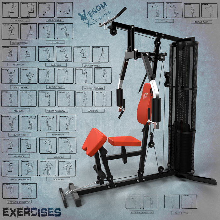 VenomXtreme Home Multi Gym BLACK RED