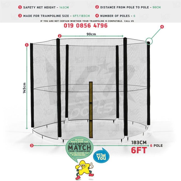 BounceXtreme Trampoline Safety Net Size Dimensions