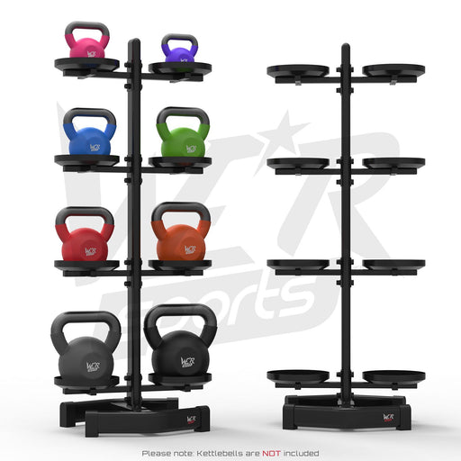 Kettlebell holder rack with and without weights