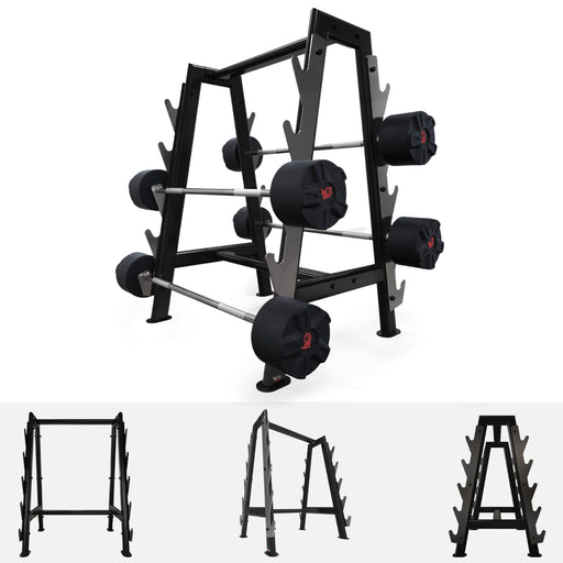 Hex Barbell Bar Storage Rack Stand Holds 10 Bars Gym Weight Rack