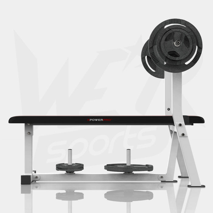 Weight bench with rack and plate holder with weight plates from WeRSports