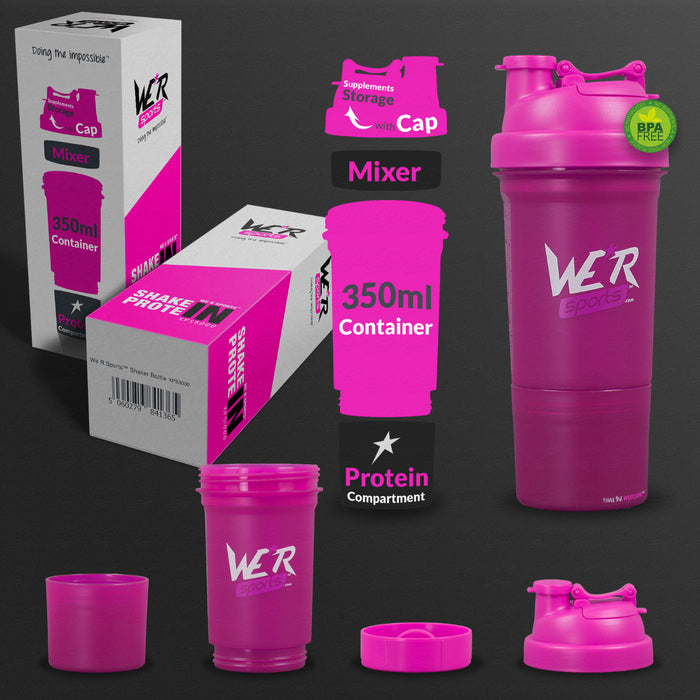 pink 350ml shaker bottle from WeRSports