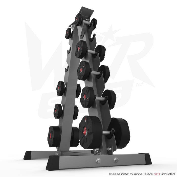 A Frame Dumbell Rack with weights left angle