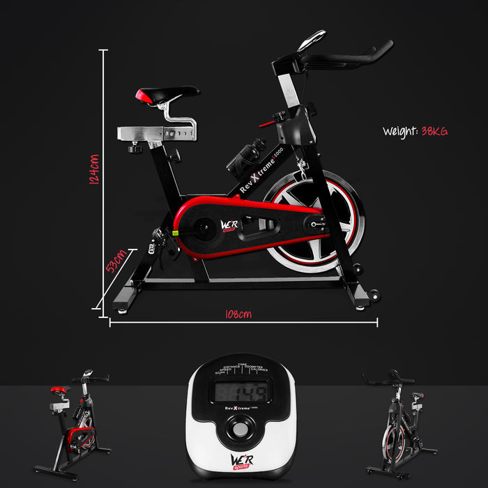 red exercise bike monitor