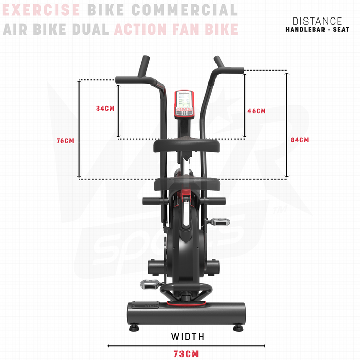 exercise bike height and width dimensions 2