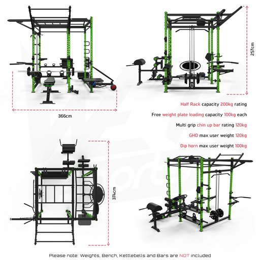 Big power cage rack size dimensions