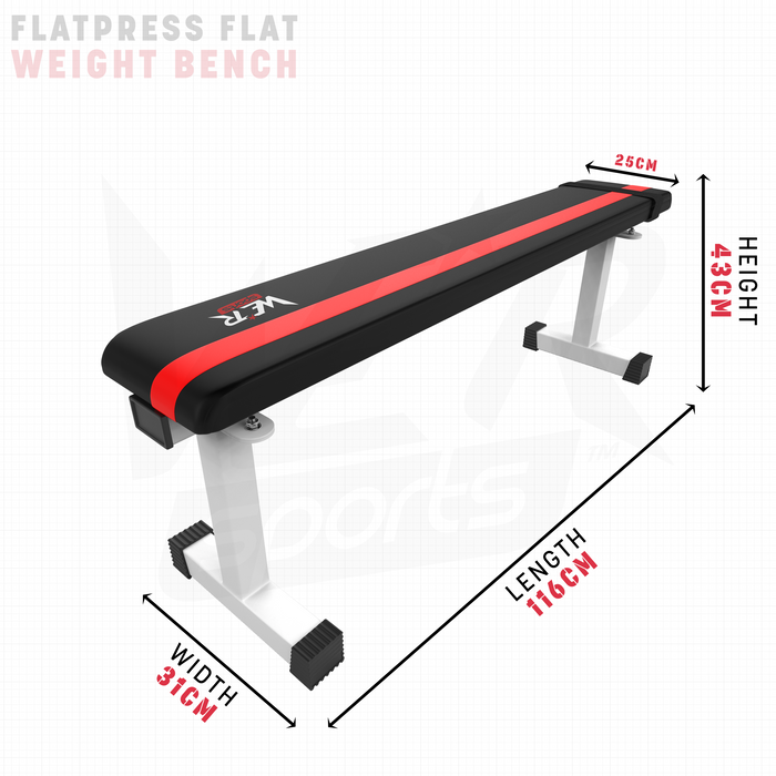 FlatPress Flat Weight Bench WHITE RED
