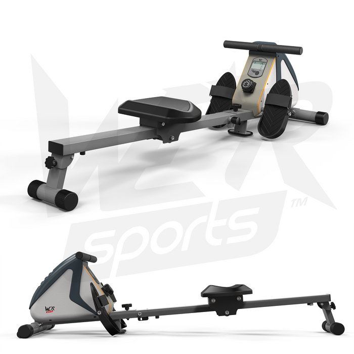 White and silver rowing machine