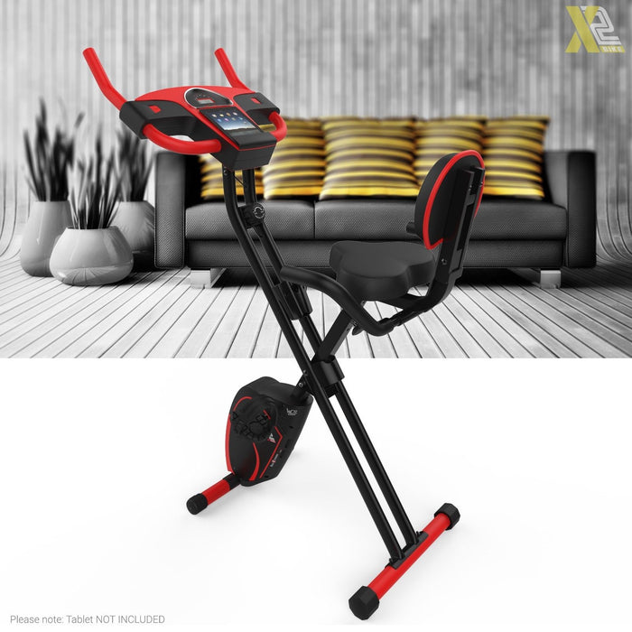 We R Sports Folding Magnetic Cardio Exercise Bike in red back view