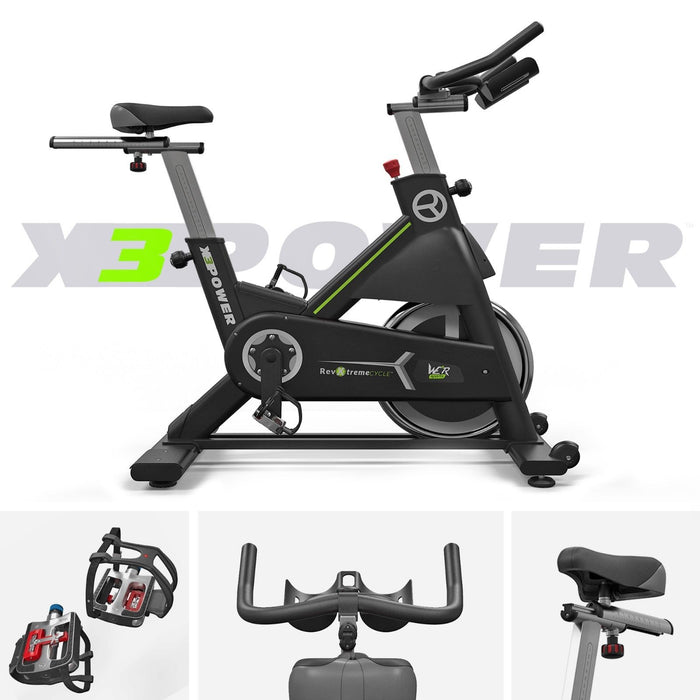 RevXtreme X3Power Indoor Spin Bike handle bar, pedals and seat